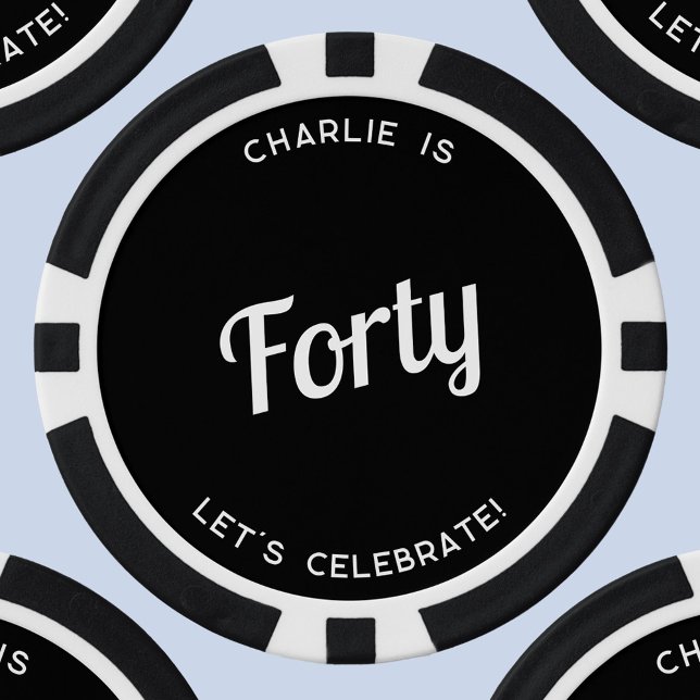 Lot De Jeton De Poker Personnalisé 40 Quarante-quarantième anniversaire (Forty 40 Fortieth birthday persoalized fun poker chips)