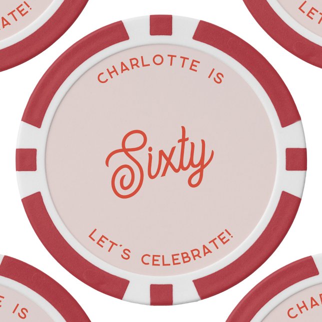 Lot De Jeton De Poker Personnalisé 60 Soixante-seizième anniversaire (Sixtieth 60 birthday personalized name poker chips)