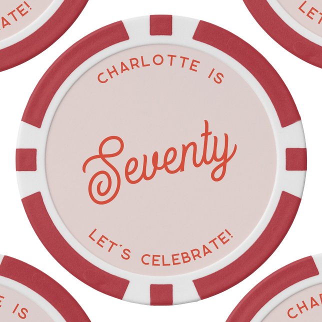 Lot De Jeton De Poker Personnalisé 70 Soixante-Dix-Seize Anniversaire (Personalized name seventieth 70 birthday poker chips)