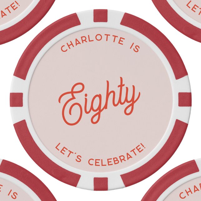 Lot De Jeton De Poker Personnalisé 80 Quatre-vingt-dix-huitième annivers (Personalized name 80 eightieth birthday poker chips)