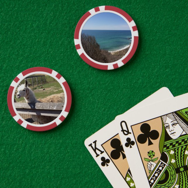 Lot De Jeton De Poker Personnalisé deux images photo personnalisées (Table de poker (double))