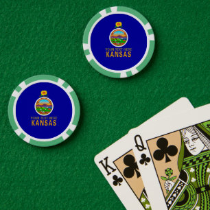 Lot De Jeton De Poker Personnalisé votre texte Kansas State Drapeau sur 