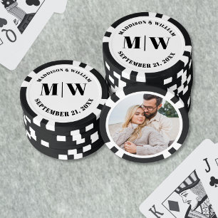 Lot De Jeton De Poker Photo Black White Wedding Favor