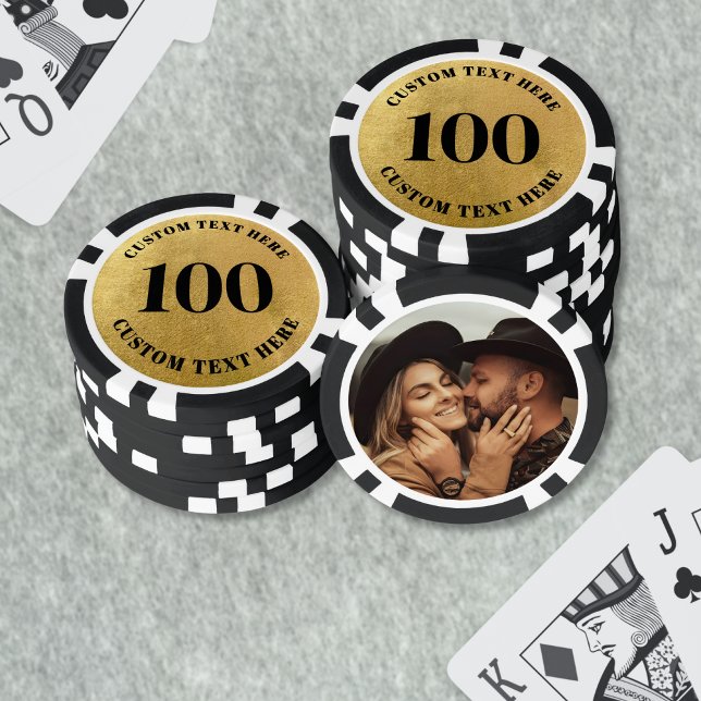 Lot De Jeton De Poker Photo Or 100 Numérotée (Photo Gold 100 Numbered Poker Chips)