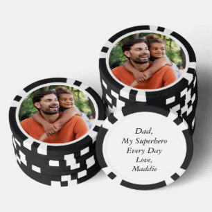 Lot De Jeton De Poker Photo personnalisée et message "Fête des pères"