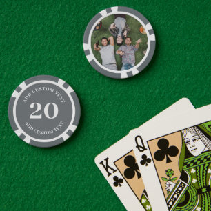 Lot De Jeton De Poker Photo Personnalisée Gris Numéroté 20 Jeu