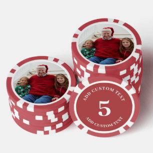 Lot De Jeton De Poker Photo personnalisée Rouge Numéro 5 Jeu