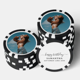Lot De Jeton De Poker Photo personnalisée Selfie fête d'anniversaire pho