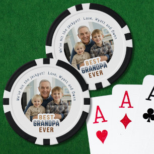 Lot De Jeton De Poker Photo Texte personnalisé Meilleur Grand-Père Ever