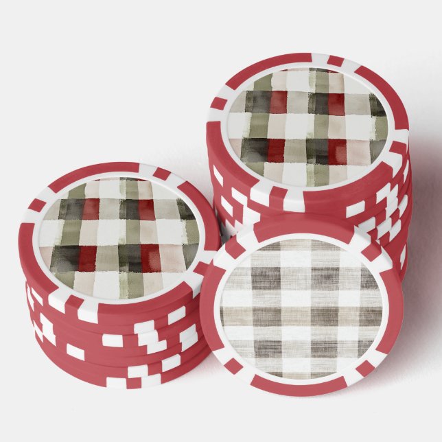 Lot De Jeton De Poker Pine Vert ivoire Rouge rayures (Empiler)