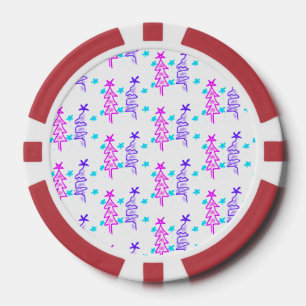 Lot De Jeton De Poker Pink violet doodé noël arbre étoiles vacances pa