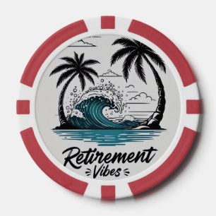 Lot De Jeton De Poker Plage Tropicale Vague & Palmier