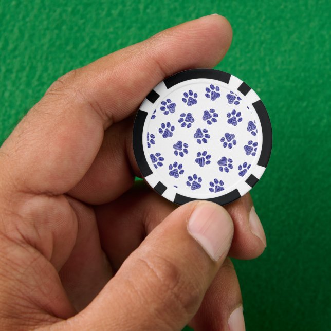 Lot De Jeton De Poker Poches de Doodle, Paws de Chien, Paws Bleus de Mar (main)