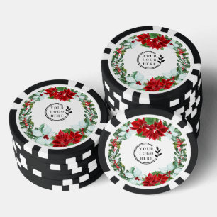 Lot De Jeton De Poker Poinsettia Ajoutez Votre Logo Noël d'entreprise