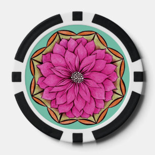 Lot De Jeton De Poker POINSETTIE MODERNE à MAGENTA