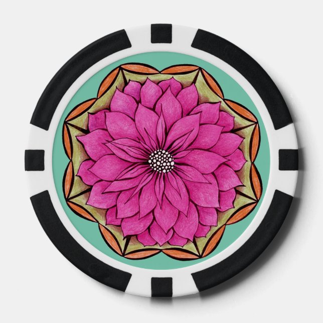 Lot De Jeton De Poker POINSETTIE MODERNE à MAGENTA (Recto)