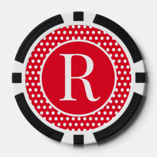 Lot De Jeton De Poker Point Polka de la lettre initiale personnalisée