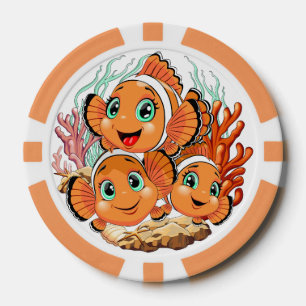 Lot De Jeton De Poker Poisson clown Dessin animé mignon Famille Sous l'e