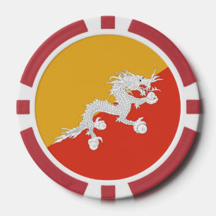 Lot De Jeton De Poker Poker chips avec Drapeau du Bhoutan