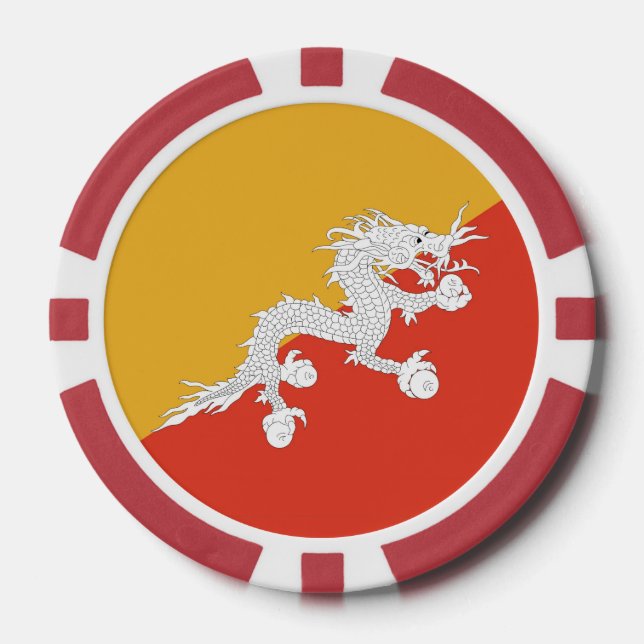Lot De Jeton De Poker Poker chips avec Drapeau du Bhoutan (Recto)