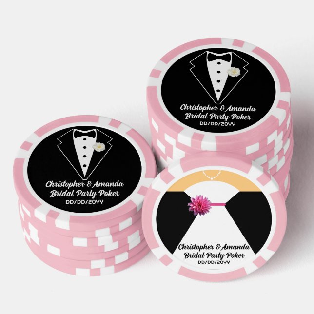 Lot De Jeton De Poker Poker de la Mariée Smoking Noir et Robe de Mariage (Empiler)