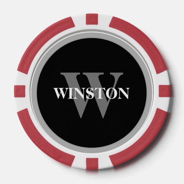 Lot De Jeton De Poker Police Monogramme Serif Classic Elegant (Recto)
