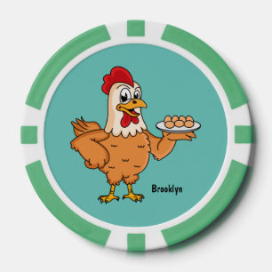 Lot De Jeton De Poker Poulet avec oeufs sur plaque de dessin animé