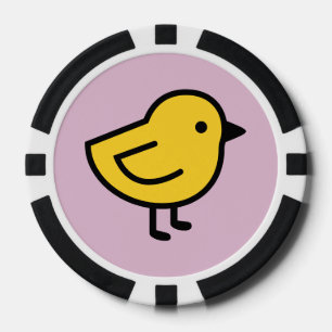 Lot De Jeton De Poker Poulet Jaune Sur Fond Rose