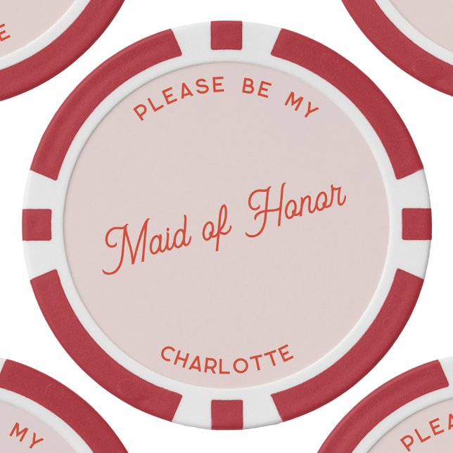 Lot De Jeton De Poker Proposition personnalisée d'une femme d'honneur (Personalized Maid of Honor proposal blush pink poker chip)