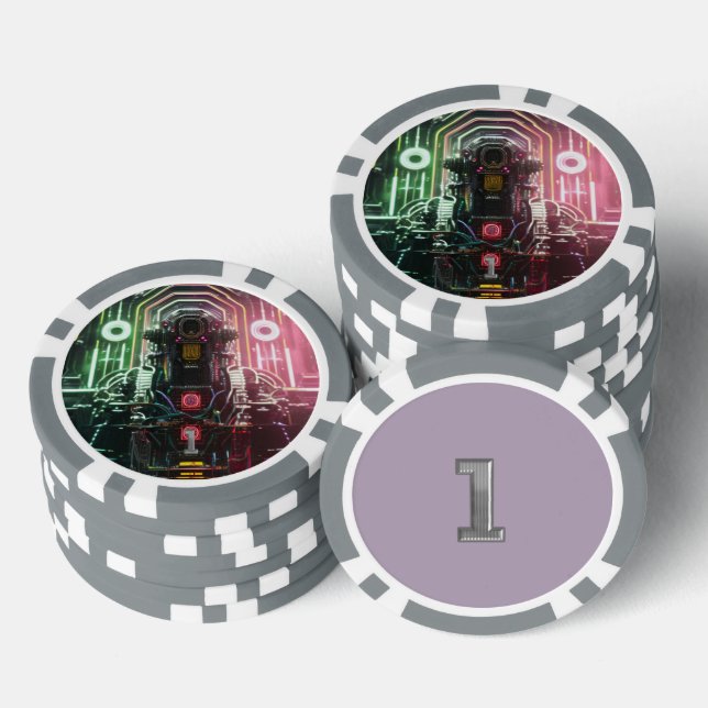Lot De Jeton De Poker Puce de poker 1 gris 1 rayé (Empiler)