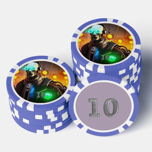 Lot De Jeton De Poker Puce de poker 2 bleu 10 rayé (Empiler)