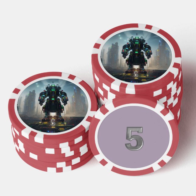 Lot De Jeton De Poker Puce de poker 4 rouge 5 rayé (Empiler)