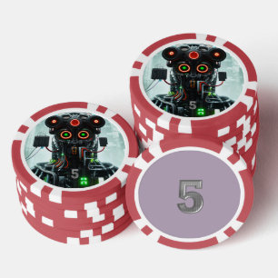 Lot De Jeton De Poker Puce de poker 5 rouge 5 rayé