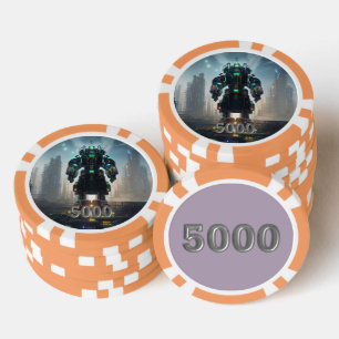 Lot De Jeton De Poker Puce de poker Robot 4 orange 5000 rayé