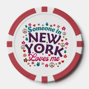 Lot De Jeton De Poker Quelqu'un à New York m'aime Design Rétro Drôle