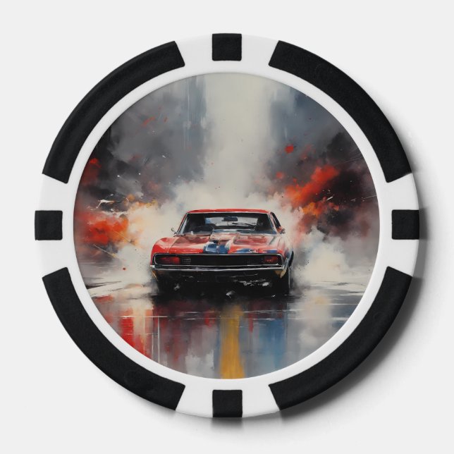 Lot De Jeton De Poker Red Muscle Car direction (Recto)