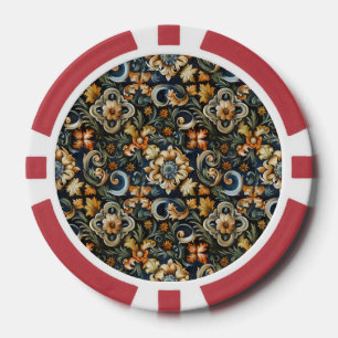 Lot De Jeton De Poker Renaissance italienne en bleu