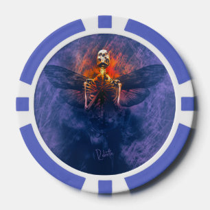 Lot De Jeton De Poker Renaissance. Squelette avec ailes se levant