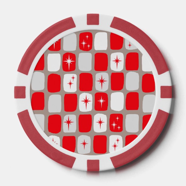 Lot De Jeton De Poker Retro Red Starbursts Poker Chips (Recto)