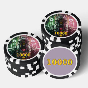Lot De Jeton De Poker Robot 1 noir or 10000 puce de poker rayé