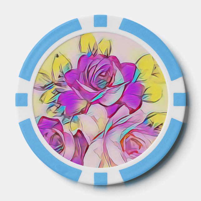 Lot De Jeton De Poker Rose abstrait Neon brillant rose chaud (Recto)