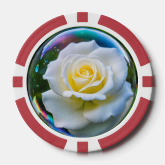 Lot De Jeton De Poker Rose blanche dans une bulle de savon