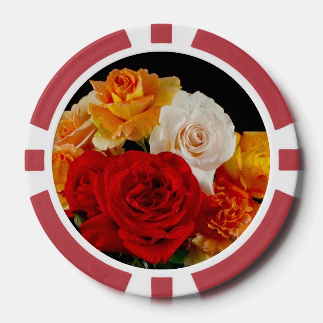 Lot De Jeton De Poker Rose Bouquet (Recto)