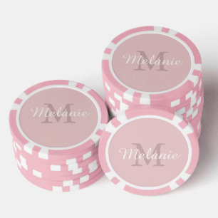 Lot De Jeton De Poker Rose Féminin Monogramme Nom et Initiale personnali