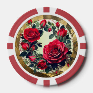 Lot De Jeton De Poker Roses rouges