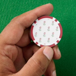 Lot De Jeton De Poker Roses Rouges, Motif De Roses, Fleurs