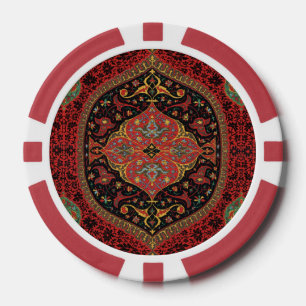 Lot De Jeton De Poker Rouge classique noir & vert, Tapis persan