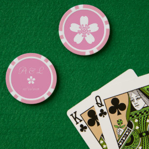 Lot De Jeton De Poker Sakura de charme en rose pétale