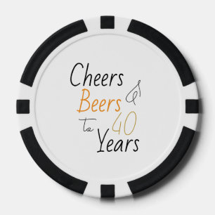 Lot De Jeton De Poker Salutations et bières 40e anniversaire Minimal