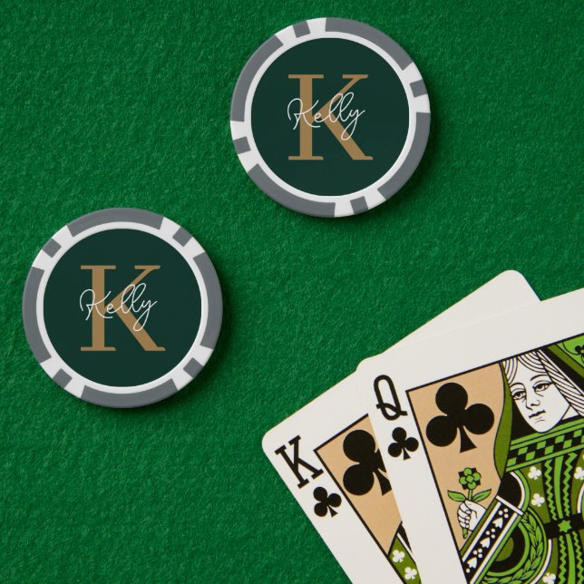Lot De Jeton De Poker Script moderne Emerald Green Gold (Table de poker (double))